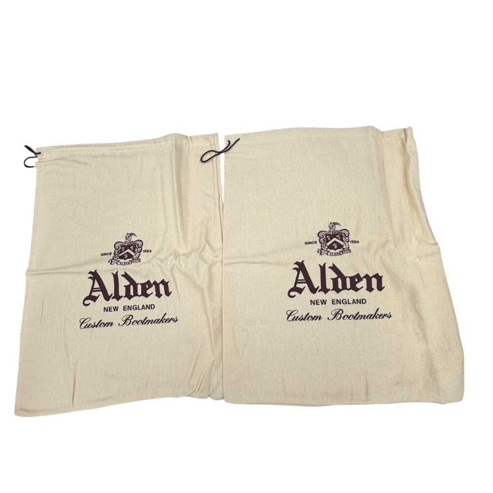 Alden Shoe Dust Bags 11.5x15” Beige Cotton Drawstring Logo Storage Pair